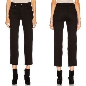 Re/Done 70s Stove Pipe Jeans Cropped High Rise Jet Black